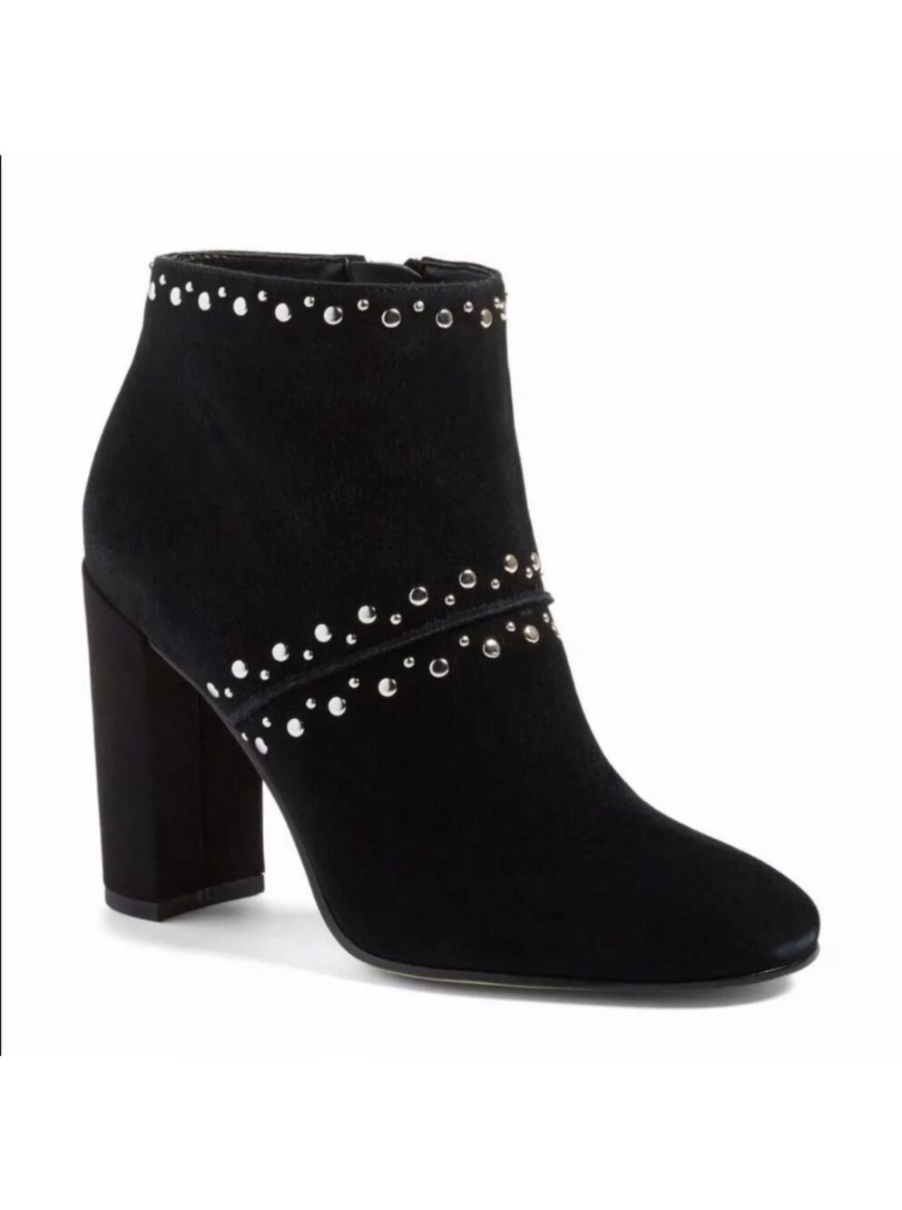 Sam Edelman Chandler Black Suede Silver Studded Ankle Boots Womens Size 9